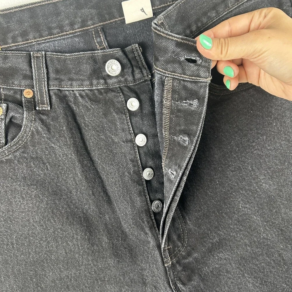 Vintage Levis 501 Jeans Mens 35x32 Charcoal Wash Black Denim Regular Straight